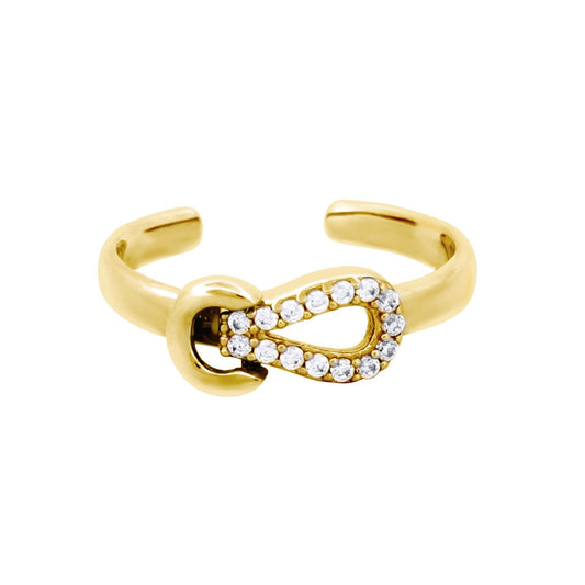 9ct Gold CZ Rope Stirrup Hook Loop Toe Ring - JTR030