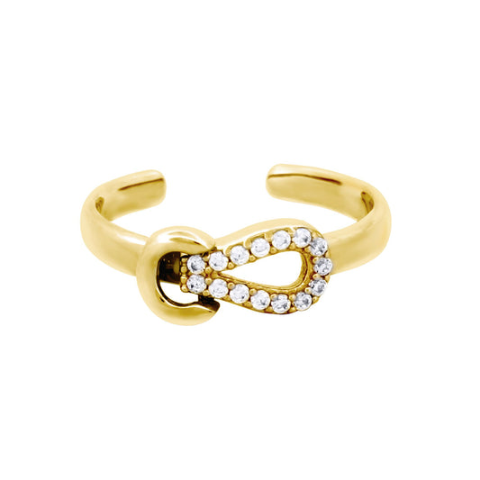 9ct Gold CZ Rope Stirrup Hook Loop Toe Ring - JTR030