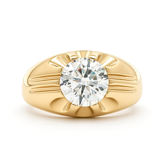 9ct Gold LAB Created Diamond Solitaire Gypsy Ring 8mm 2CTS - LABJRN192-200