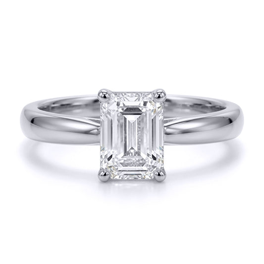 9ct White Gold Emerald Lab Created Diamond Travel Ring 1.00CT - LABJRN598