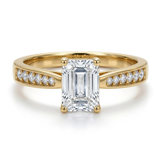 9ct Gold Emerald Lab Created Diamond Travel Ring 1.00CT - LABJRN601