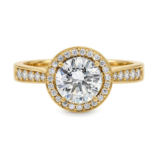 9ct Gold Lab Created Diamond Halo Travel Proposal Ring 1.00CT - LABJRN603
