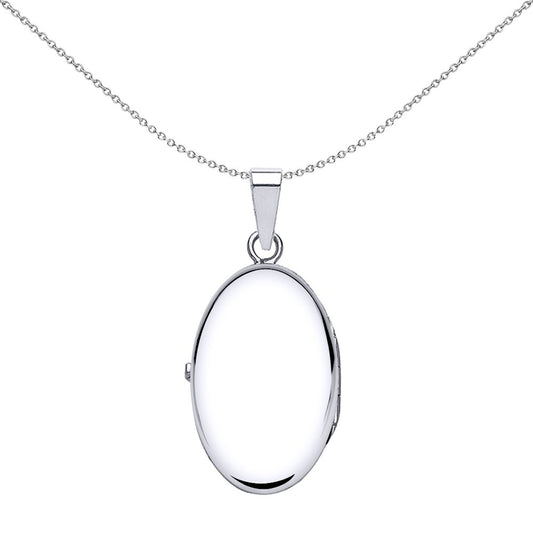 Silver Oval Satin Frame Locket Necklace 18 inch - LK24