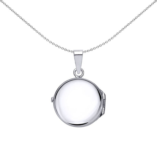 Sterling Silver Baroque Round Floral Photo Locket Necklace - LK25