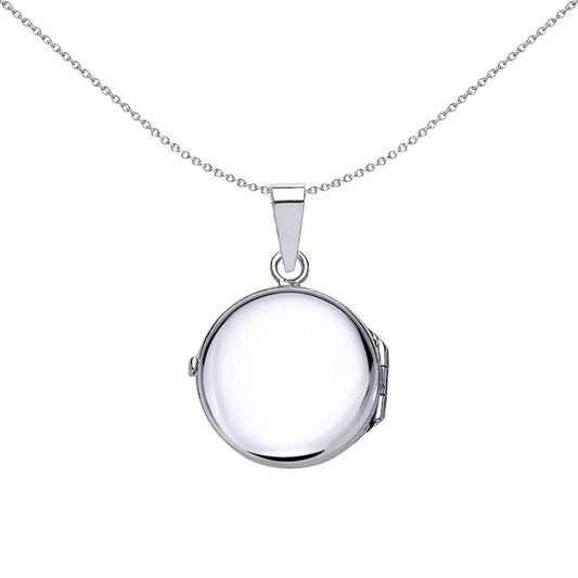 Silver Round Floral Locket Necklace 18 inch - LK25