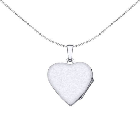 Silver Heart Floral Detail Locket Necklace 18 inch - LK29