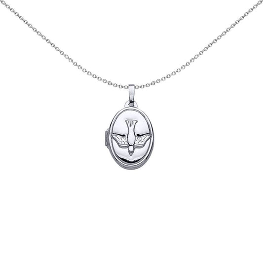 Silver Diving Falcon Arrow Oval Locket Necklace - LK33