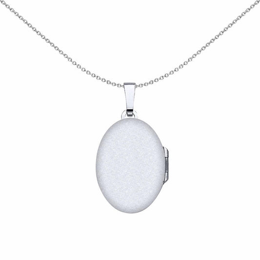 Silver Oval Wave Frame Locket Necklace 18 inch - LK35