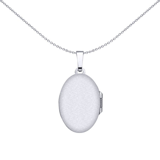 Silver Oval Leaves Locket Necklace 18 inch - LK38