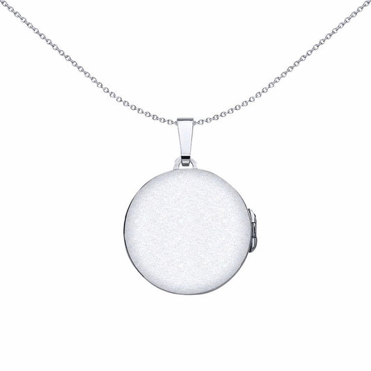 Silver Round Olive Branch Locket Necklace 18 inch - LK39