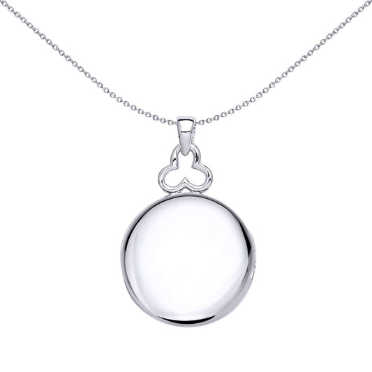 Silver CZ Window Style Round Locket Necklace 18 inch - LK49