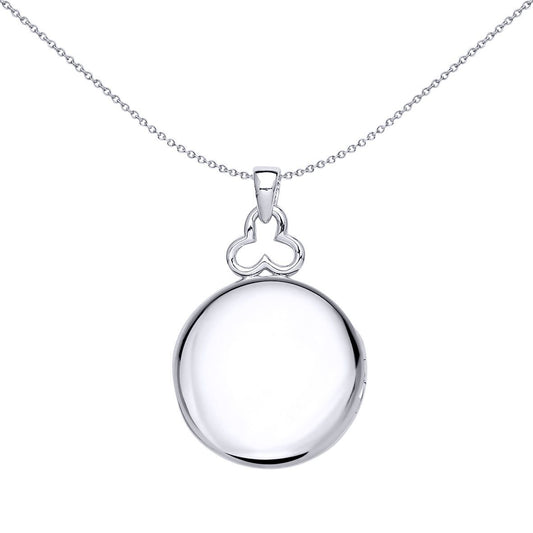 Silver CZ Window Style Round Locket Necklace - LK49