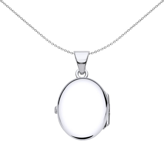 925 Silver Flower Engraved Oval Locket Pendant Necklace 18 inch - LK56