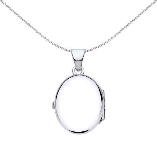 925 Silver Flower Engraved Oval Locket Pendant Necklace - LK56