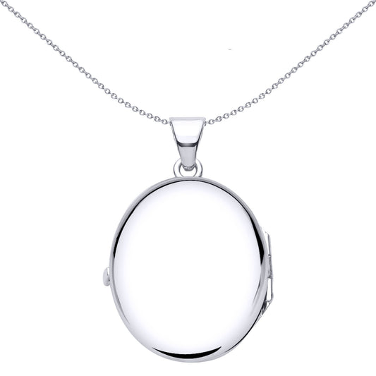 925 Silver Flower Leaves Engraved Oval Locket Pendant Necklace - LK58