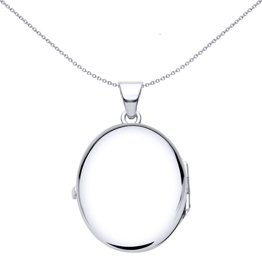925 Silver Flower Leaves Engraved Oval Locket Pendant Necklace - LK58