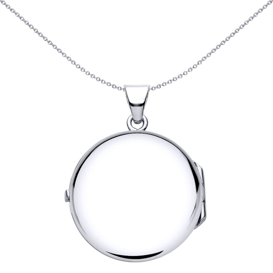 Silver Flower Waves Dots Engraved Round Locket Necklace - LK60