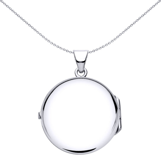 Silver Flower Waves Dots Engraved Round Locket Necklace 18" - LK60