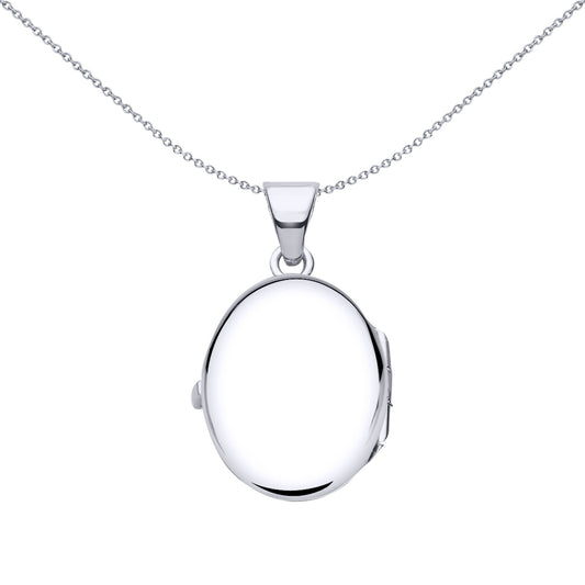 Silver Engraved Scallope Edge Dots Oval Locket Necklace - LK63
