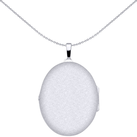 925 Silver Engraved Floral Filigree Oval Locket Pendant Necklace - LK66