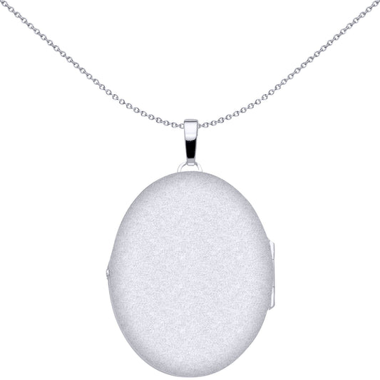 925 Silver Engraved Floral Filigree Oval Locket Pendant Necklace - LK66