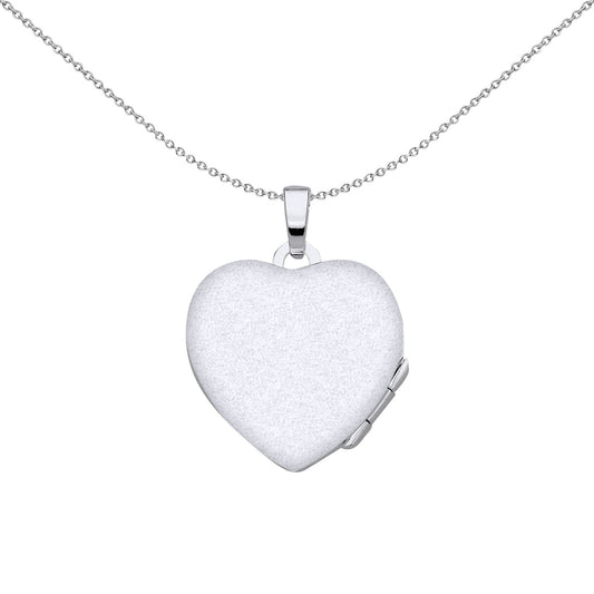 Silver Flower Leaves Engraved Love Heart Locket Pendant Necklace - LK70