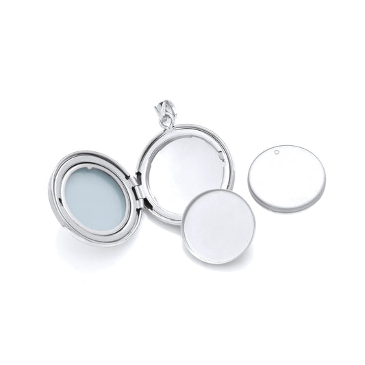 Silver Flat Round Ellipsoid Locket Pendant - LK76