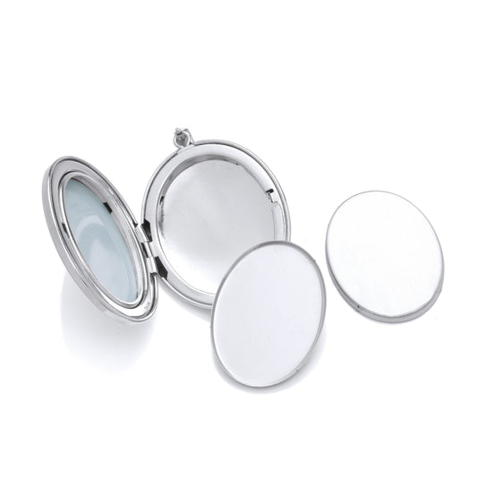 Silver Mirror Polished Oval Shaped Locket Pendant - LK78