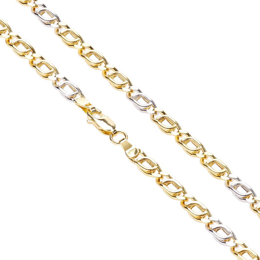 9ct White & Yellow Gold Birds eye Chain Necklace 18 inch - NK1AXL804YW