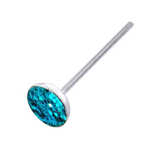 Silver Sugar Glitter Coated Sparkling Pack of 20 Nose Studs - NP10