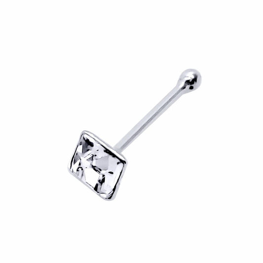 Silver Multi Colour Square CZ Nose Studs - Pack of 20 2mm - NP6
