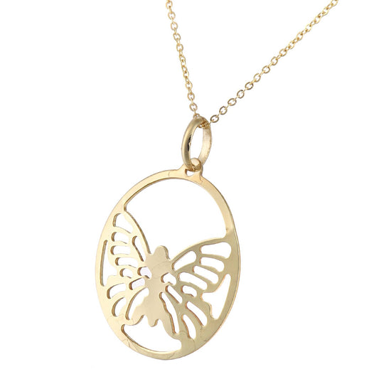9ct Gold Butterfly Emblem Medallion Pendant Necklace 18 inch - P16AXL01Y
