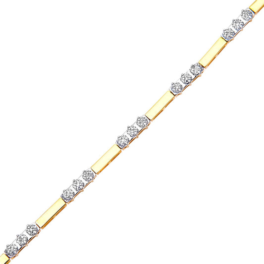 9ct Gold Round 10pts Diamond Trilogy Tennis Bracelet - PBCAXL01620Y