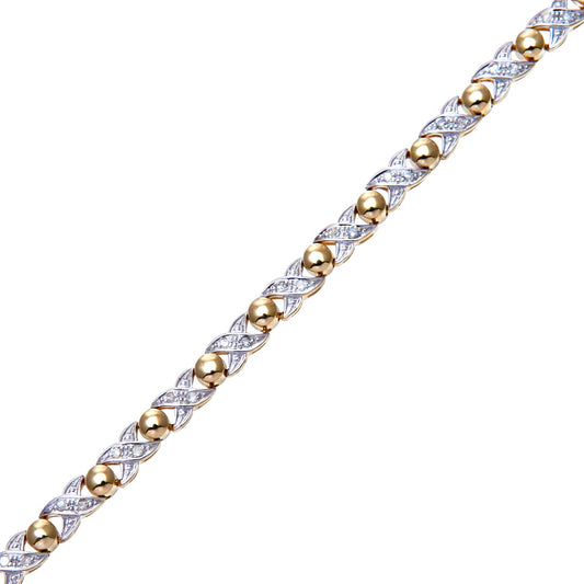 9ct Gold Round 1/4ct Diamond Kiss Bead Bracelet - PBCAXL01794Y