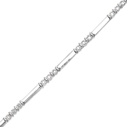 9ct White Gold Round 1/4ct Diamond Trilogy Tennis Bracelet - PBCAXL01957W