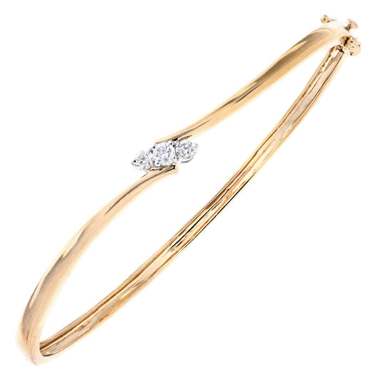 9ct Gold Round 1/4ct Diamond Trilogy Bangle Bracelet - PBCAXL02030Y
