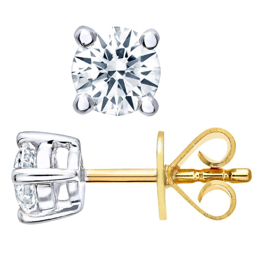 18ct Gold Round 1/2ct Diamond Solitaire Stud Earrings - PE0AXL1370Y18HSI
