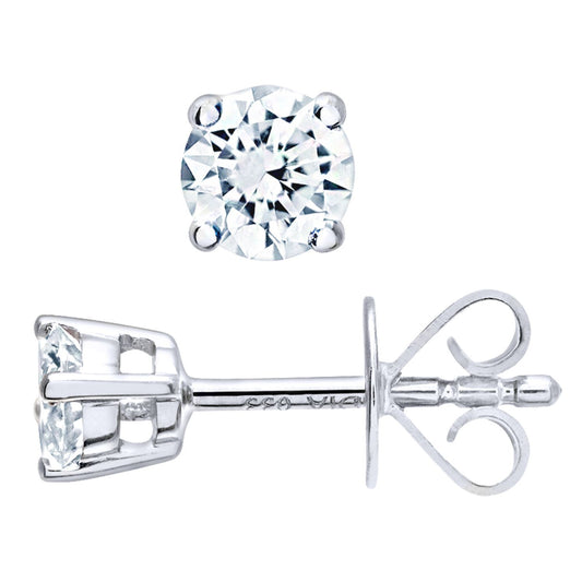 Platinum Round 1/3ct Diamond Solitaire Stud Earrings - PE0AXL1372PTHSI