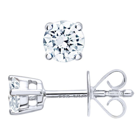 18ct White Gold Round 1/3ct Diamond Solitaire Stud Earrings - PE0AXL1372W18JPK