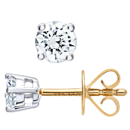 18ct Gold Round 1/3ct Diamond Solitaire Stud Earrings - PE0AXL1372Y18HSI