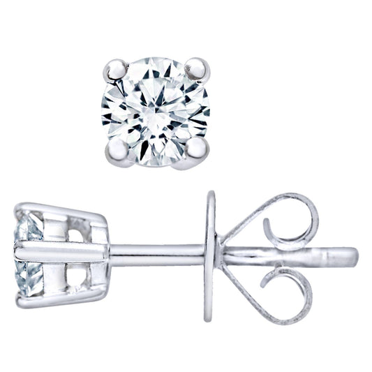 18ct White Gold Round 1/4ct Diamond Solitaire Stud Earrings - PE0AXL1373W18JPK