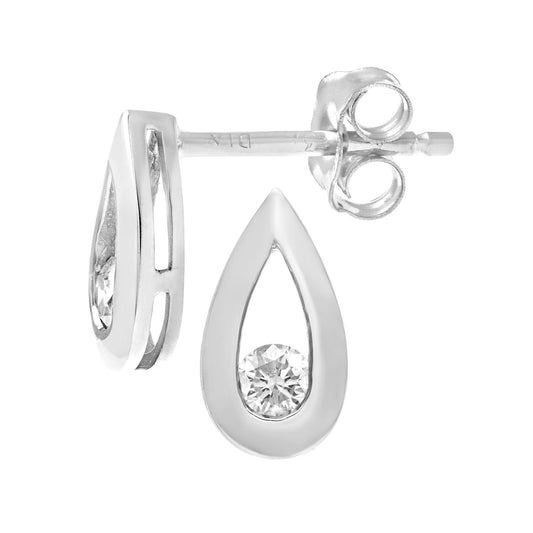 9ct White Gold Round 15pts Diamond Solitaire Stud Earrings - PE0AXL1803W