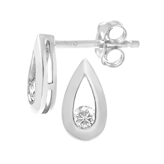 9ct White Gold Round 15pts Diamond Solitaire Stud Earrings - PE0AXL1803W