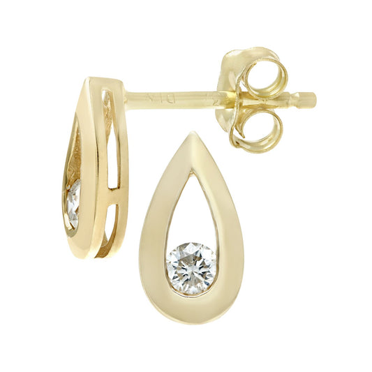 9ct Gold Round 15pts Diamond Solitaire Stud Earrings - PE0AXL1803Y