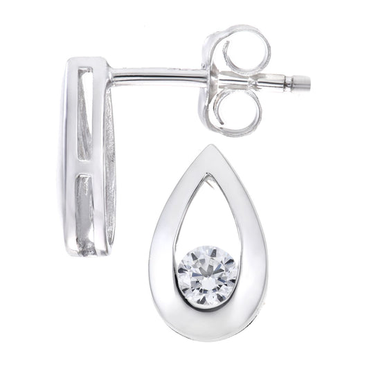 9ct White Gold Round 0.4ct CZ Teardrop Drop Earrings - PE0AXL1804WCZ