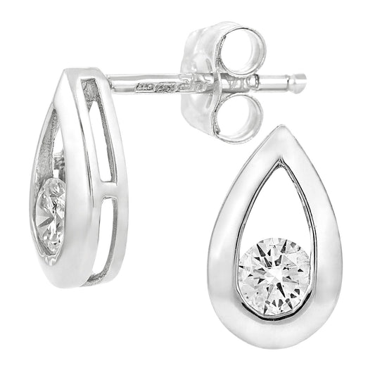 9ct White Gold Round 1/4ct Diamond Solitaire Stud Earrings - PE0AXL1804WDia