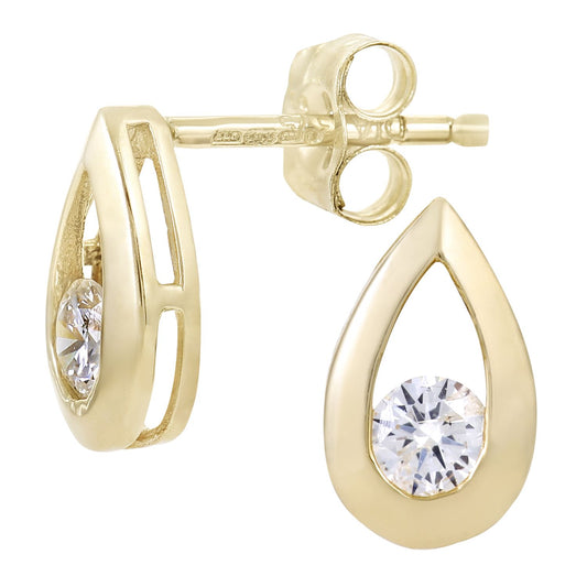 9ct Gold Round 1/4ct Diamond Solitaire Stud Earrings - PE0AXL1804YDia