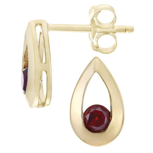 9ct Gold Round 0.35ct Garnet Teardrop Drop Earrings - PE0AXL1804YGT