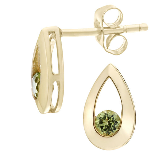 9ct Gold Round 0.28ct Peridot Teardrop Drop Earrings - PE0AXL1804YPD