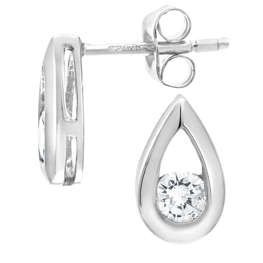9ct White Gold Round 1/3ct Diamond Solitaire Stud Earrings - PE0AXL1805WDia